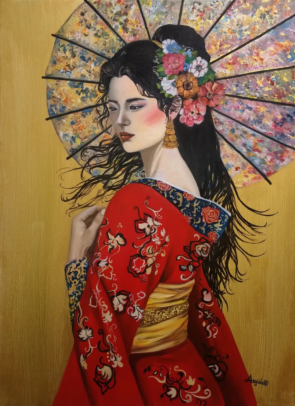 Geisha in Red Kimono
