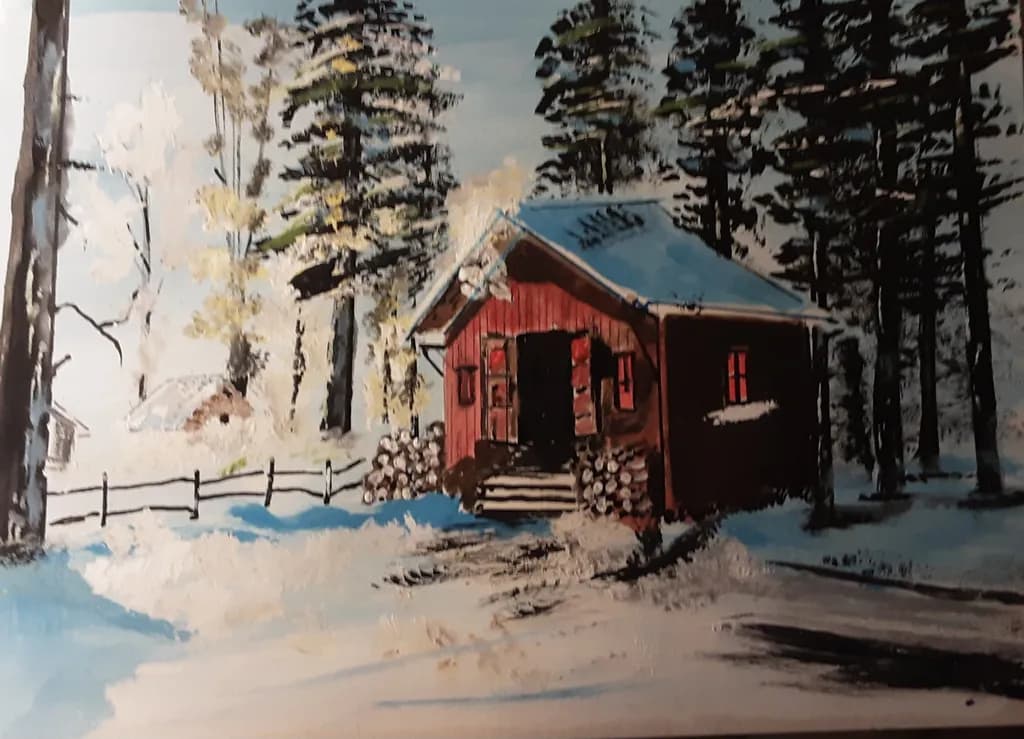 Winter Cabin Shadows