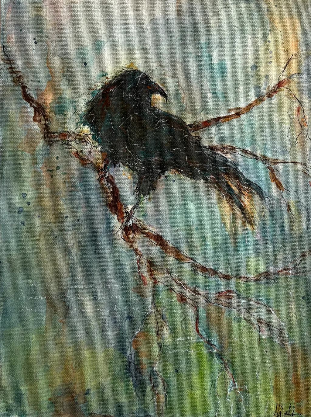 Black Bird on Branch
