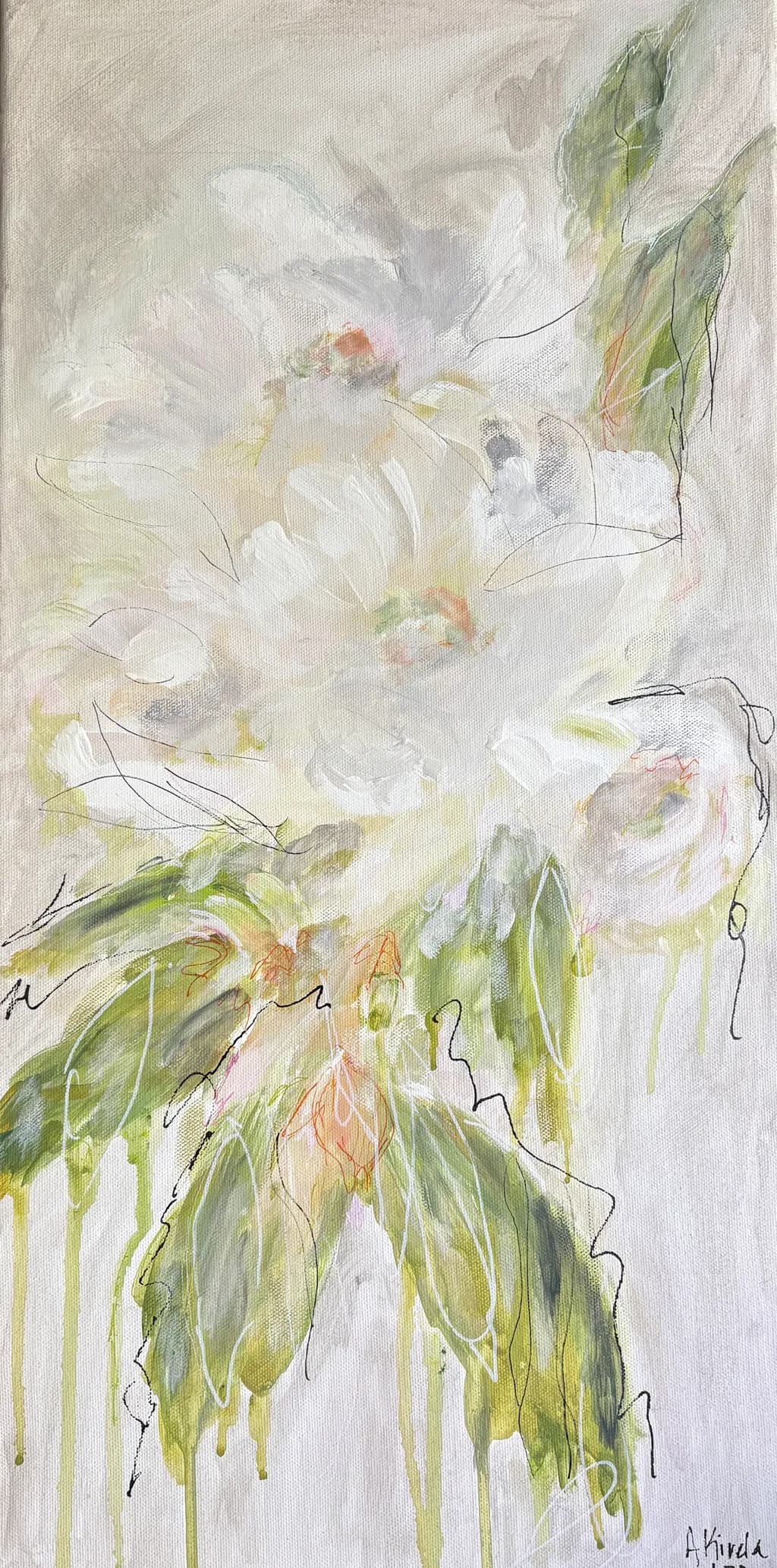 White Peonies and Leaves