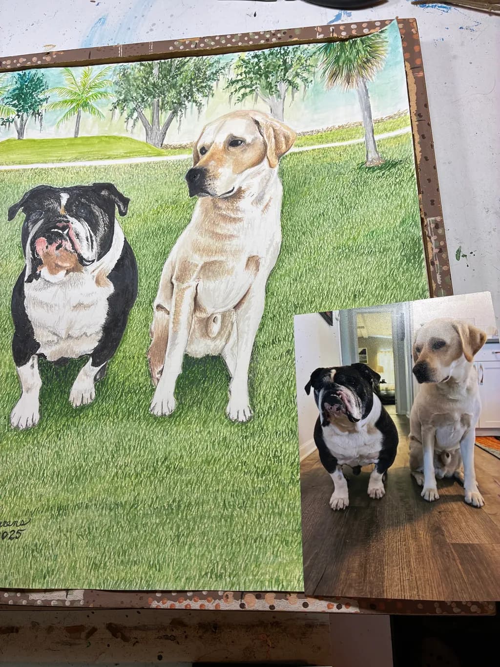 Bulldog and Lab Duo
