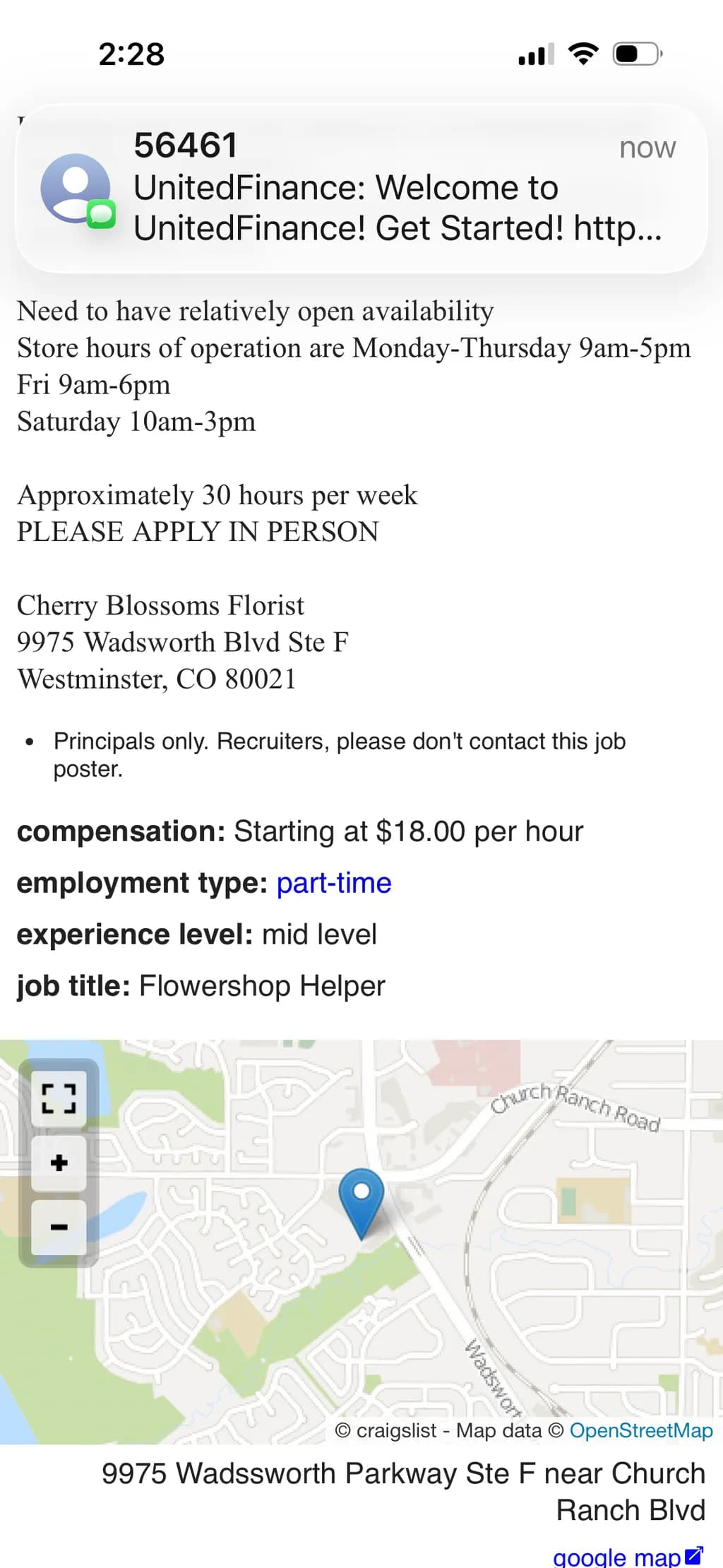 Flower Shop Helper Job Posting