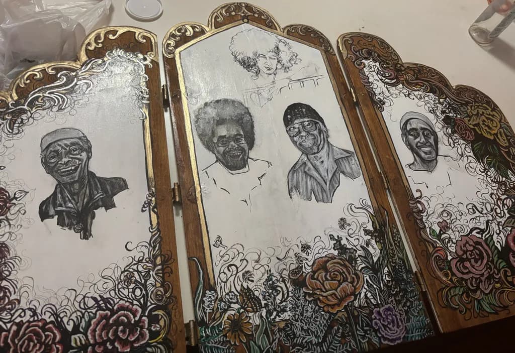 Floral Faces Triptych
