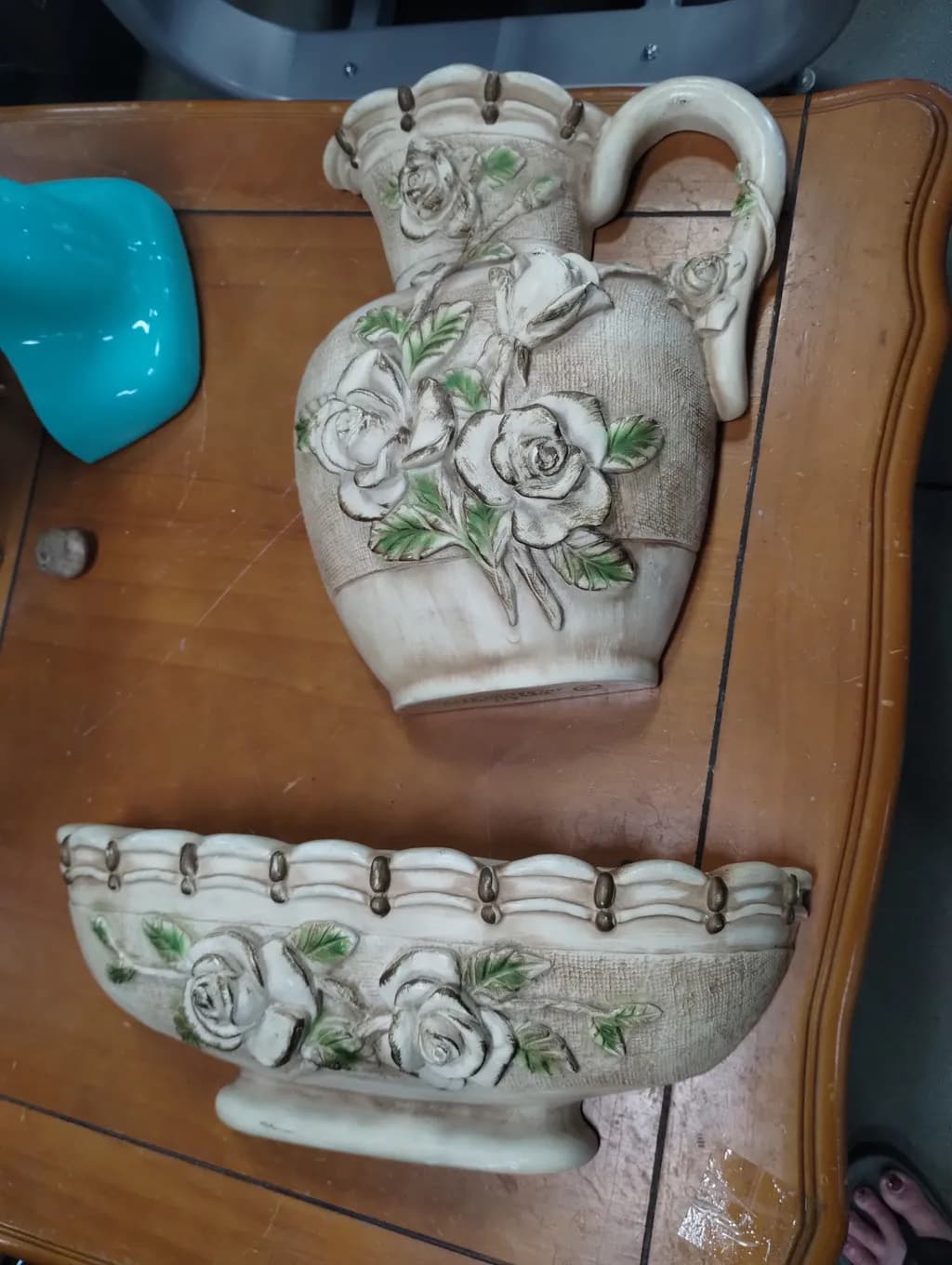 Floral Ceramic Vase and Bowl