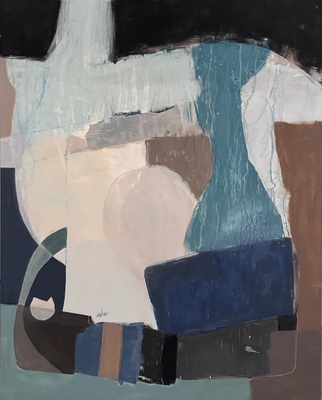 Abstract Composition in Blue and Brown