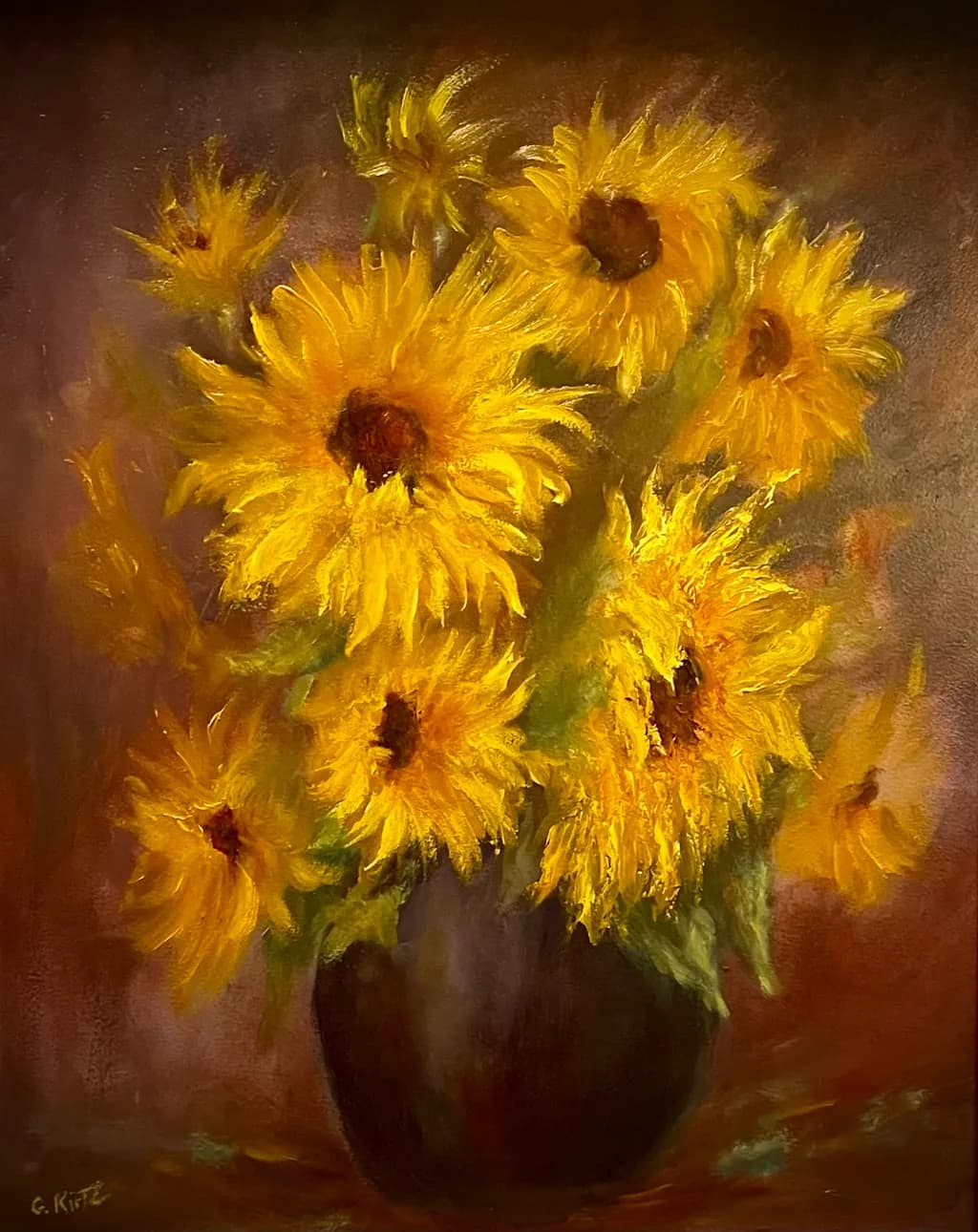 Golden Sunflowers in Vase