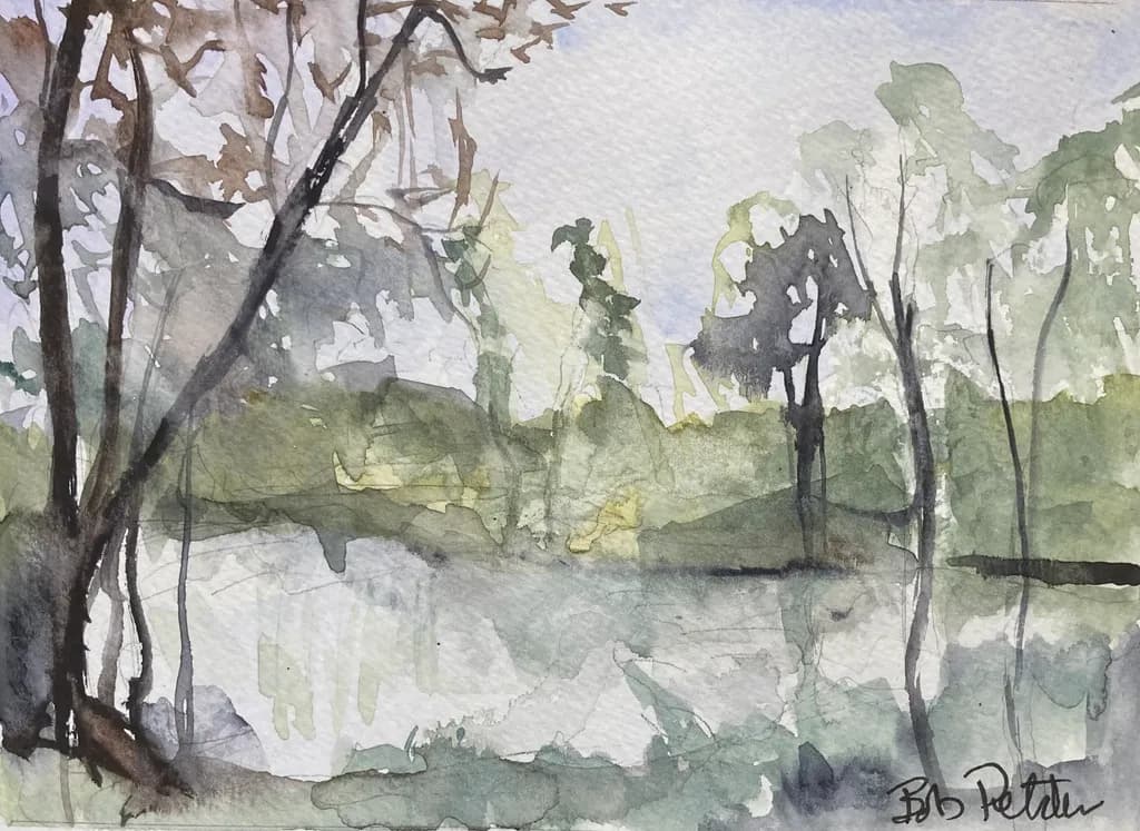 Misty River Trees