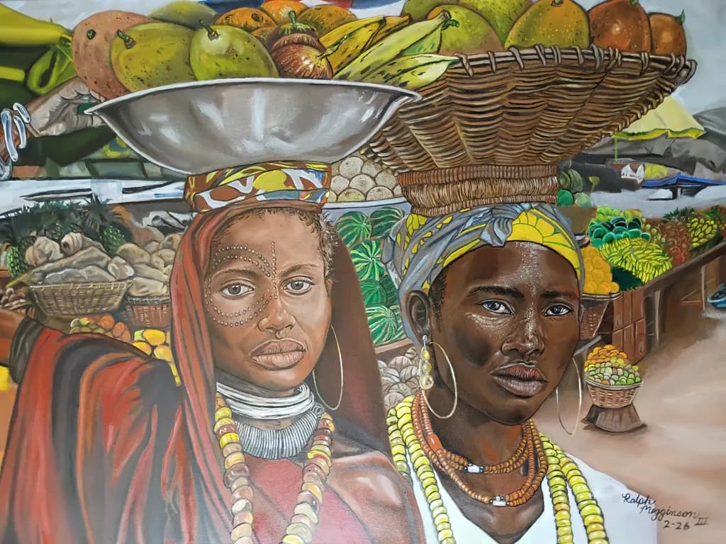 Market Women with Fruit Baskets