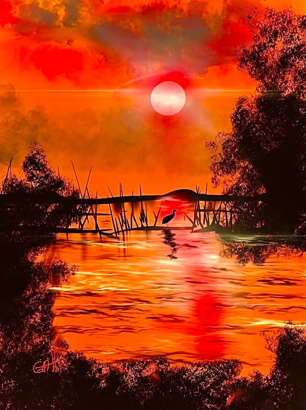 Crimson Dusk Reflection