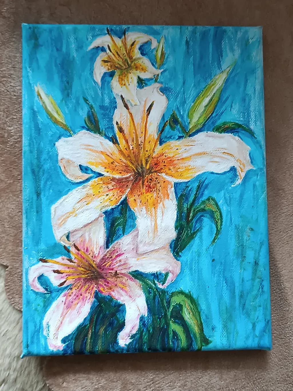 Tiger Lilies on Blue