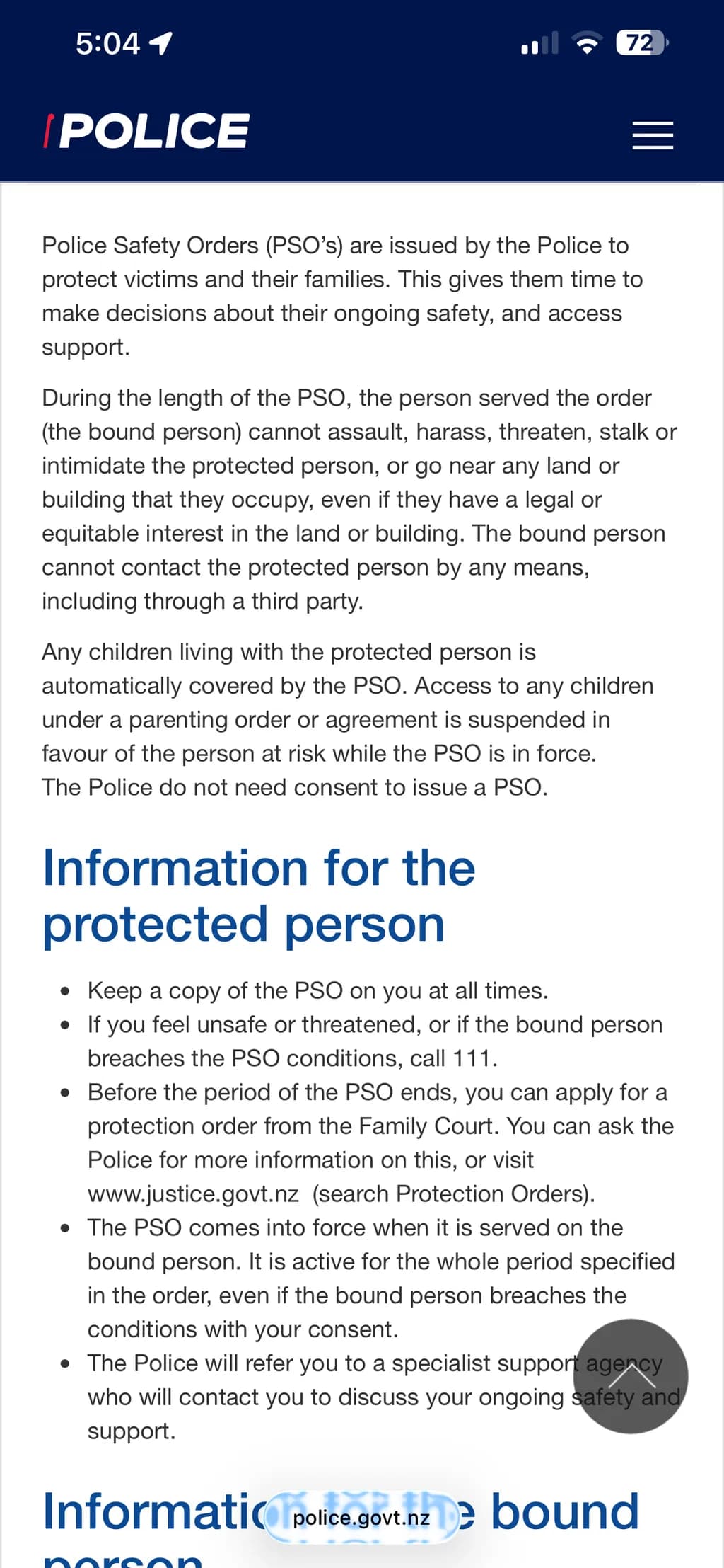 Police Safety Orders Guide