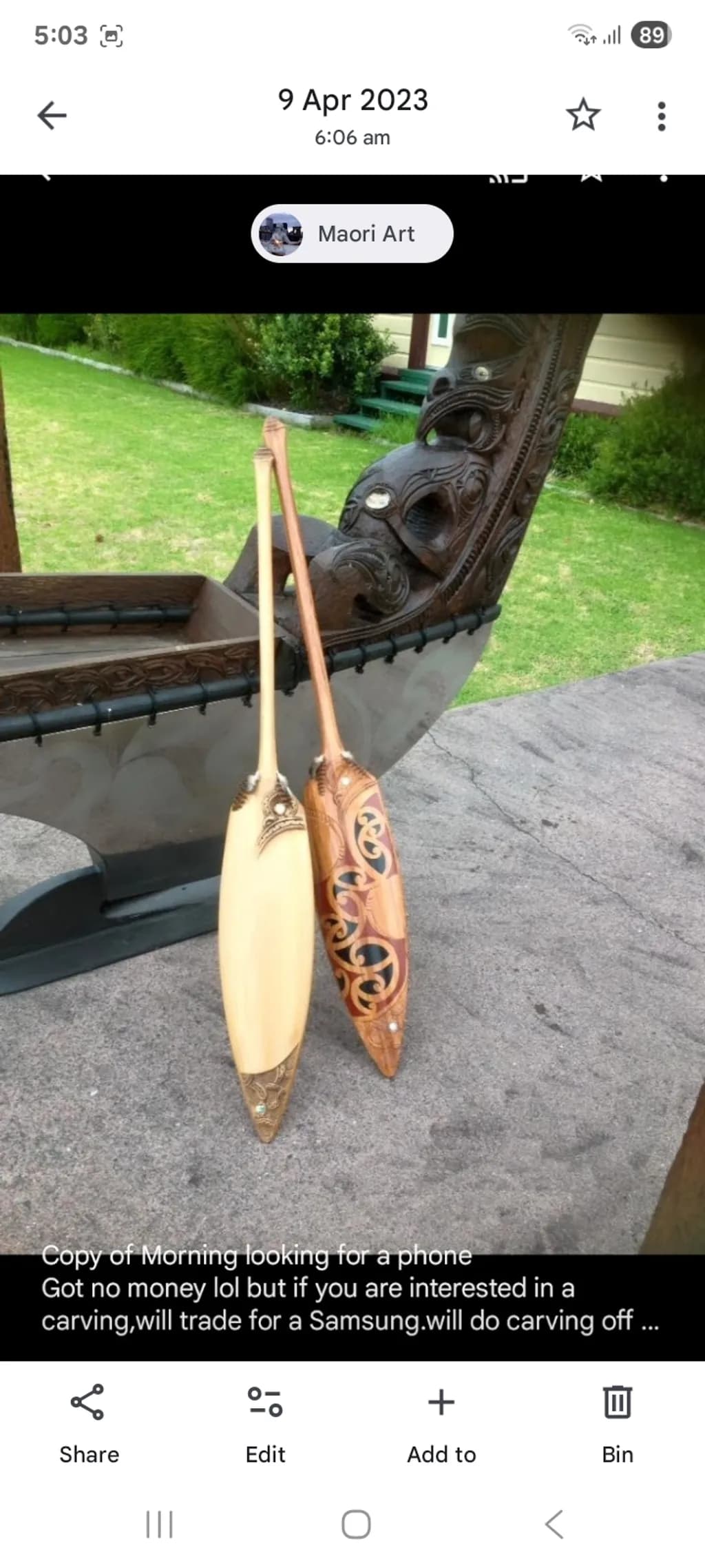 Maori Canoe Paddles