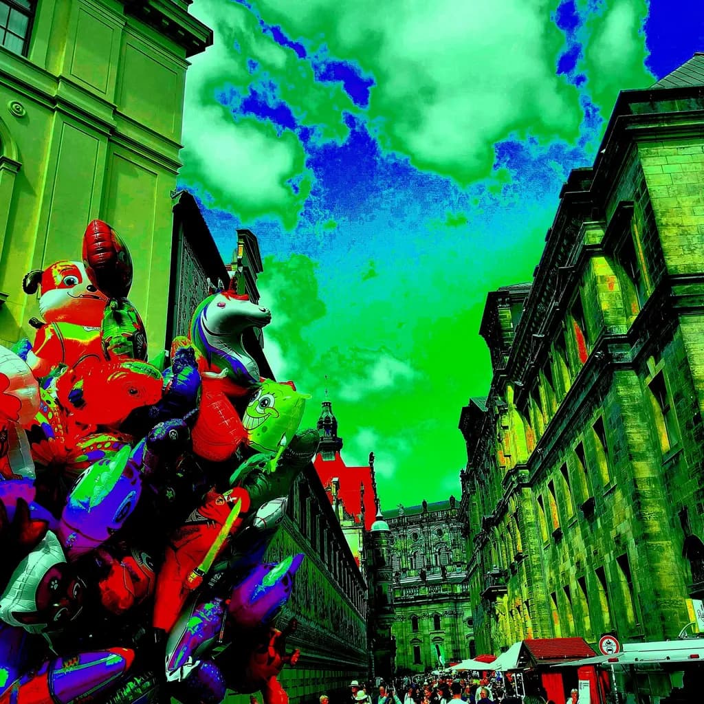 A Town in Red and Green