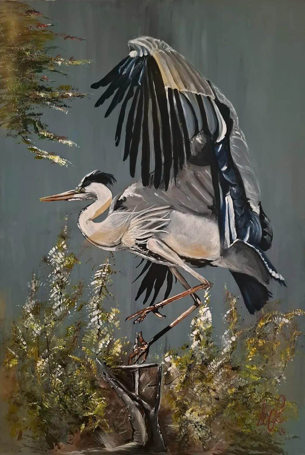 "Heron in motion"
