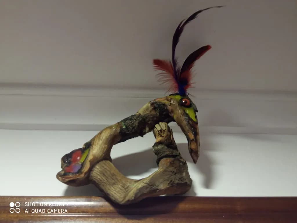 Feathered Driftwood Bird