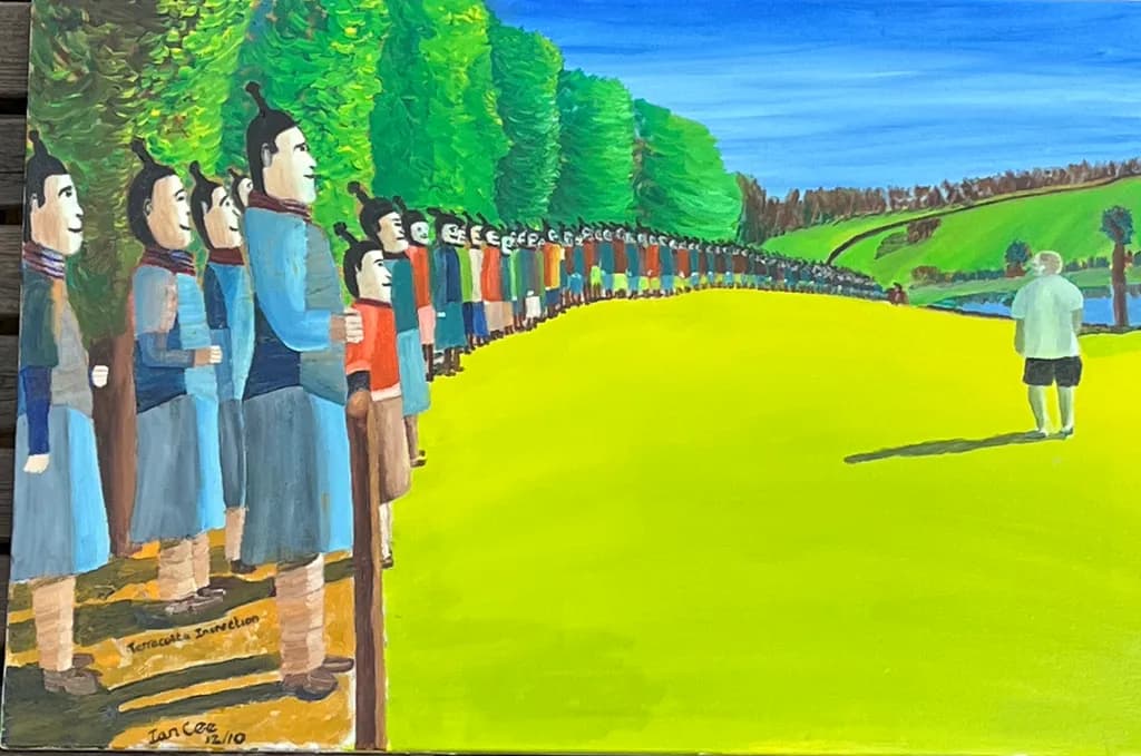 Line of Soldiers by the Trees