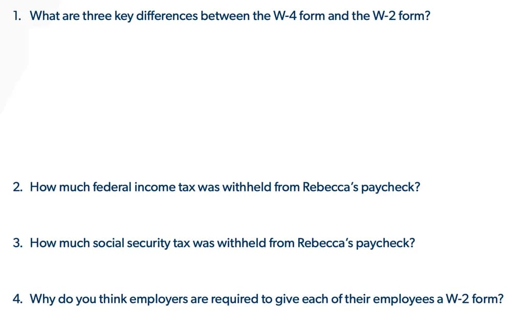 Tax Form Comparison Quiz