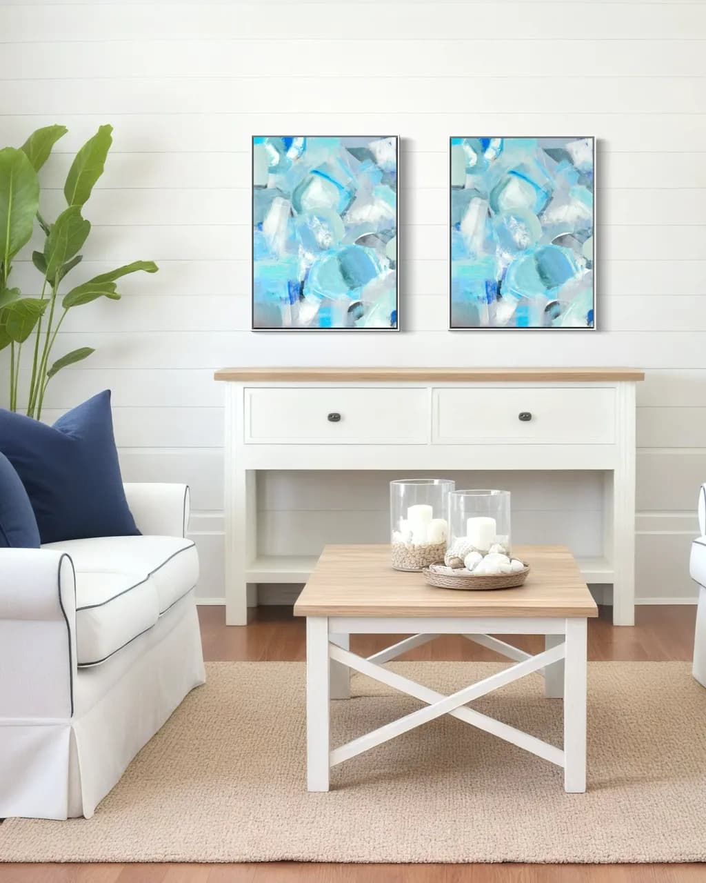 Blue Abstract Diptych