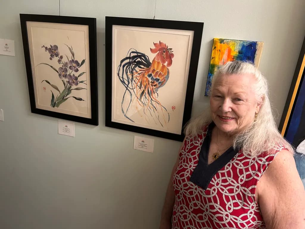 Orchid and Rooster Harmony