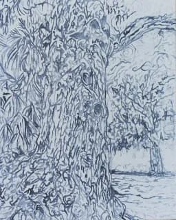 Botanical Path in Blue Gray