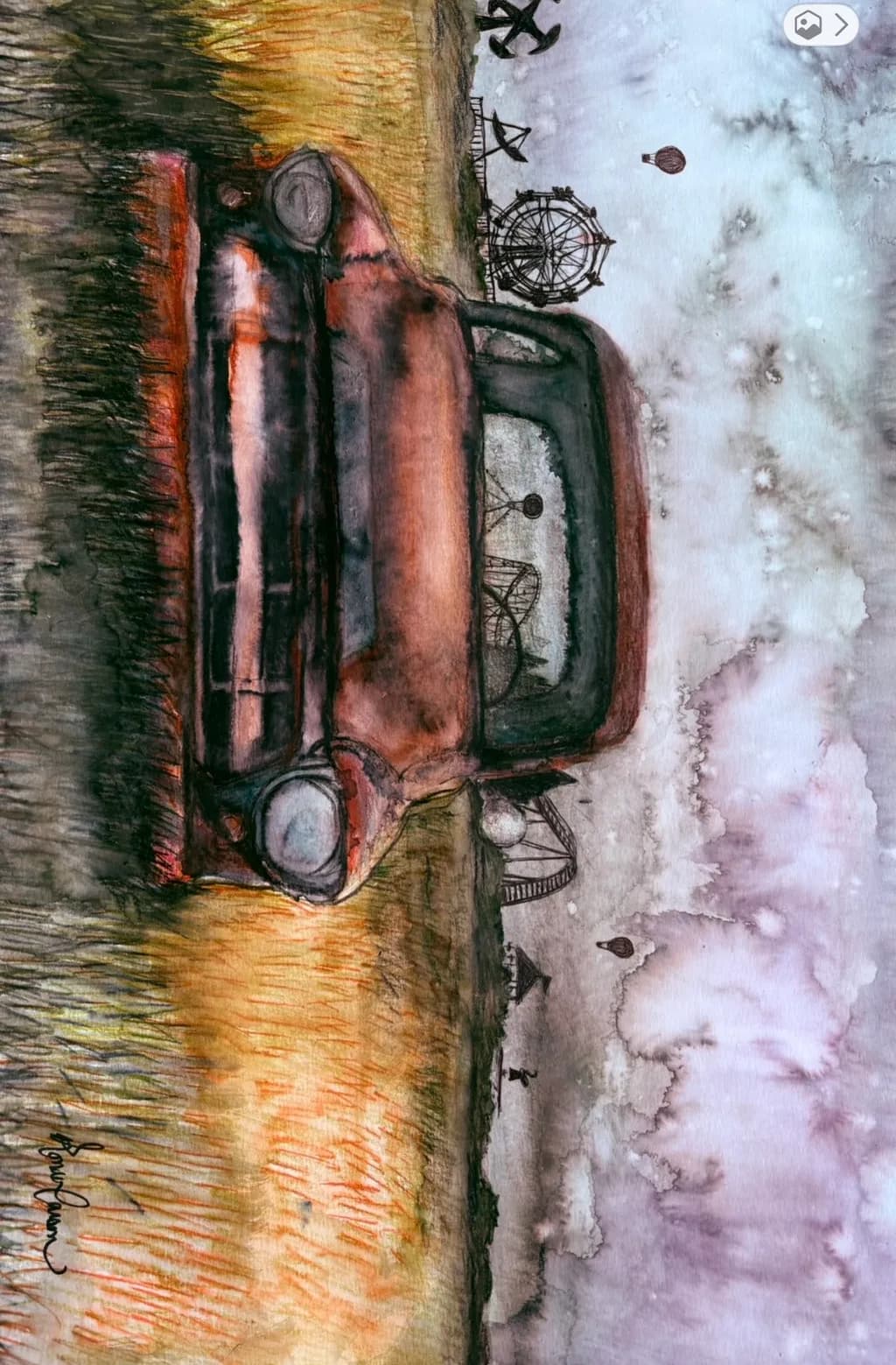 Rusty Car in Field