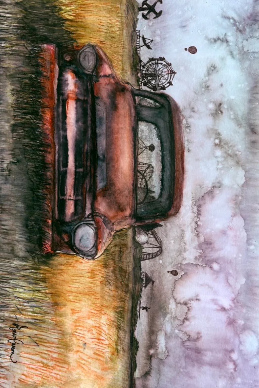 Vintage Car in Field
