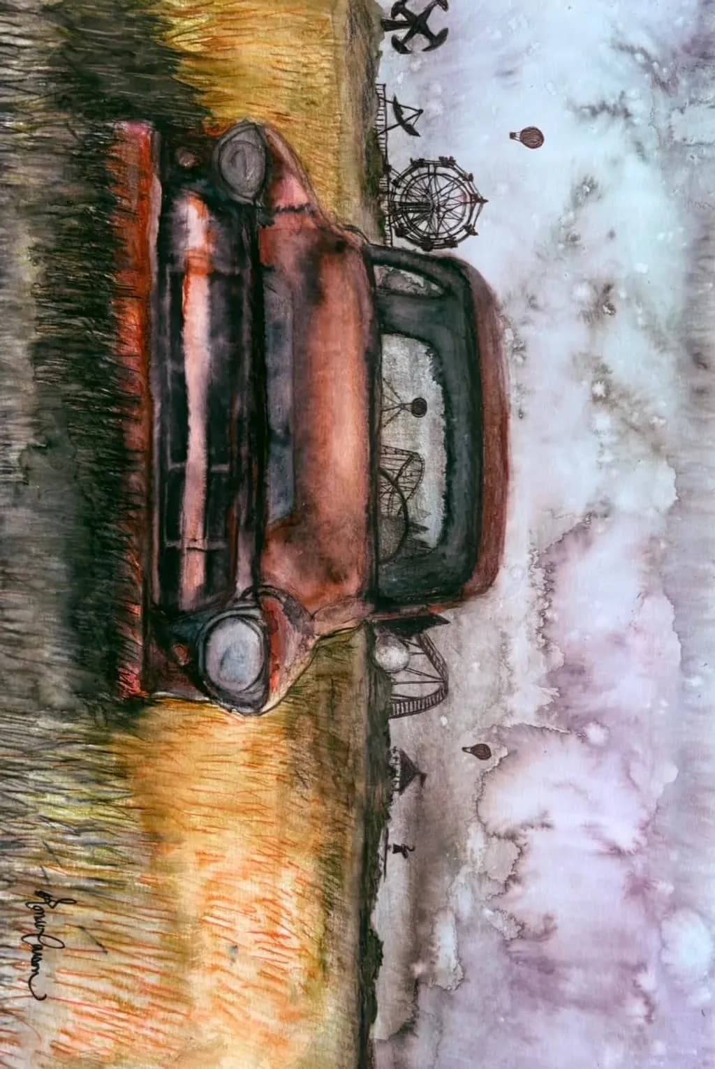 Rusty Car in Field