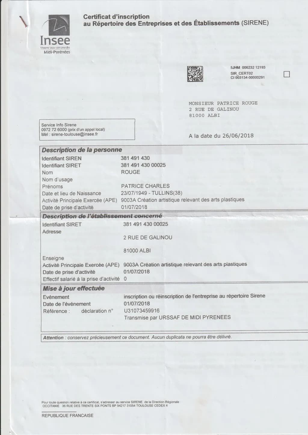 Registration Certificate