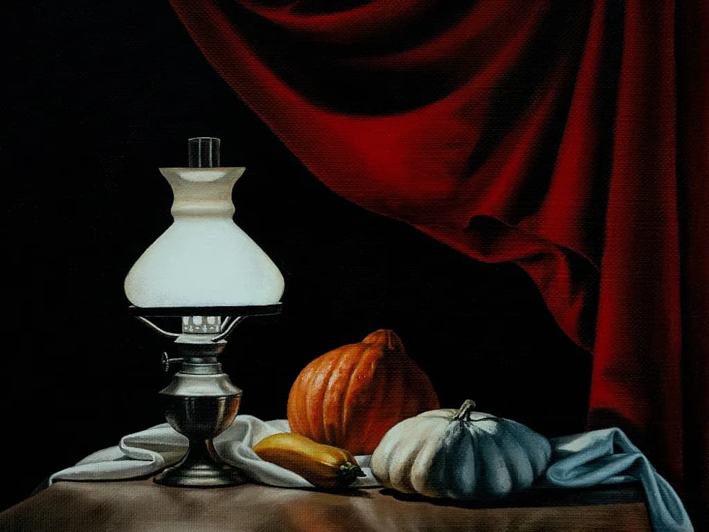 Still Life with Pumpkins and Lamp