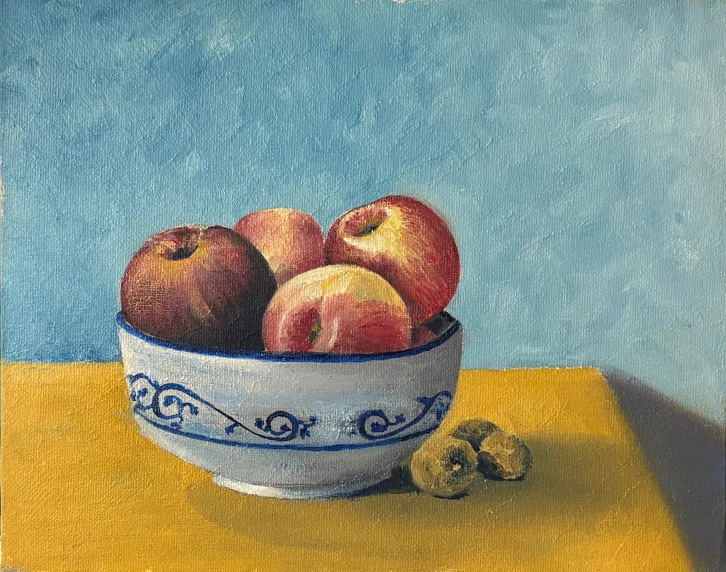 Apples in Blue Bowl