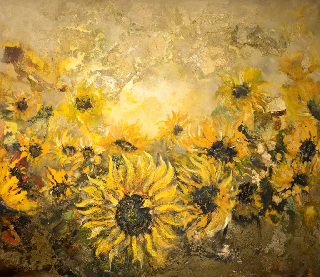 Golden Landscape With Sunflowers
