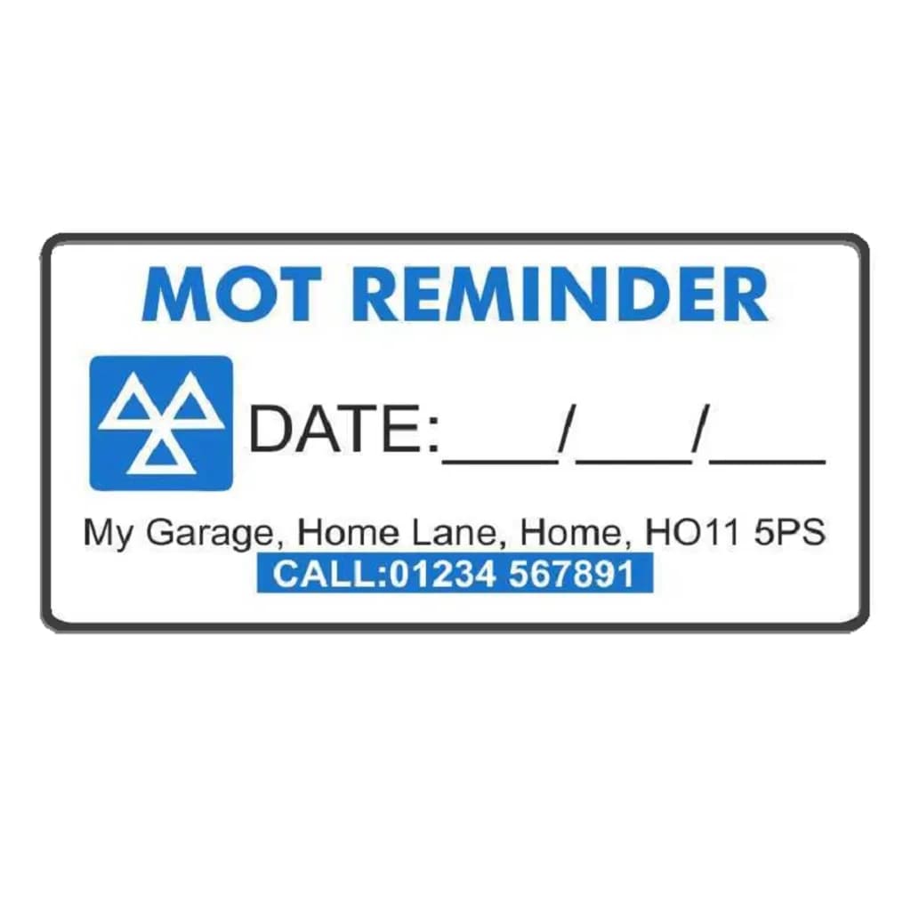 MOT Reminder Sticker