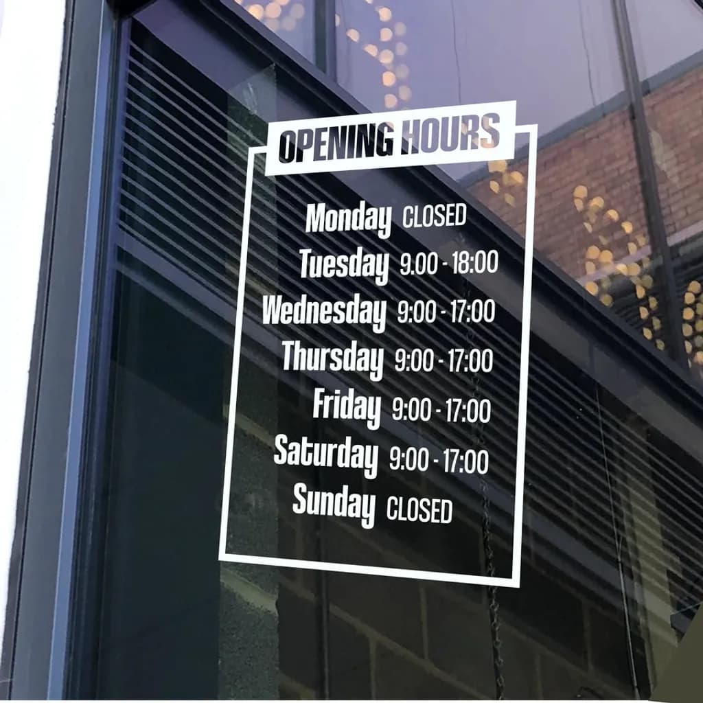 Opening Hours Sticker