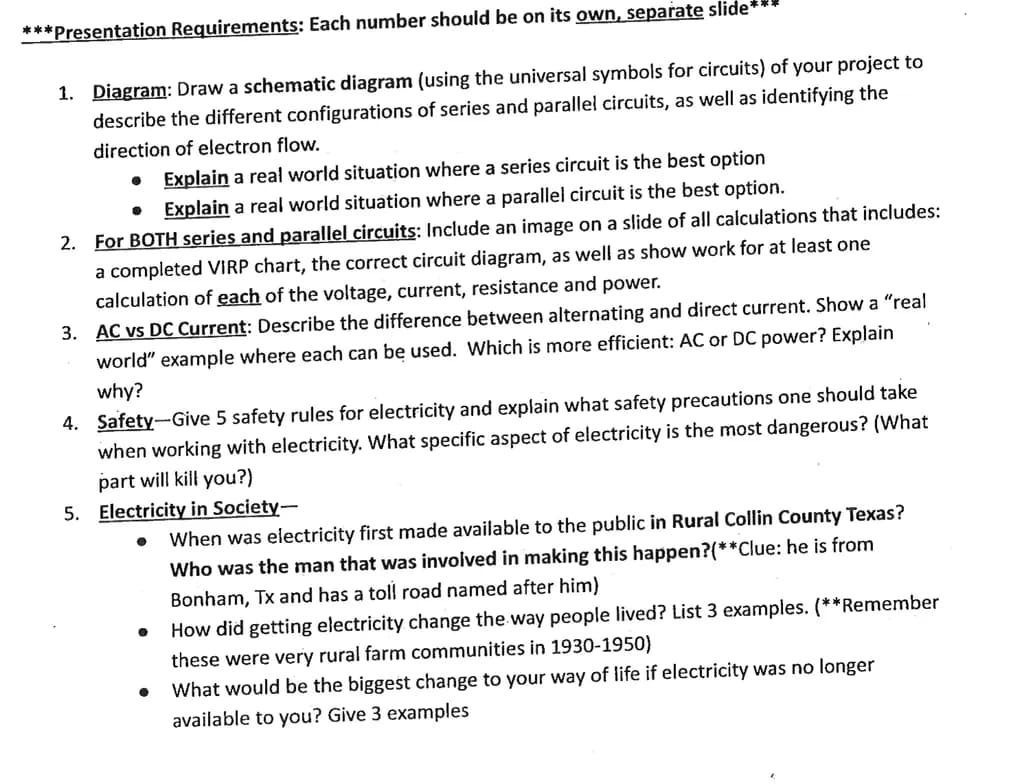 Electricity Project Outline