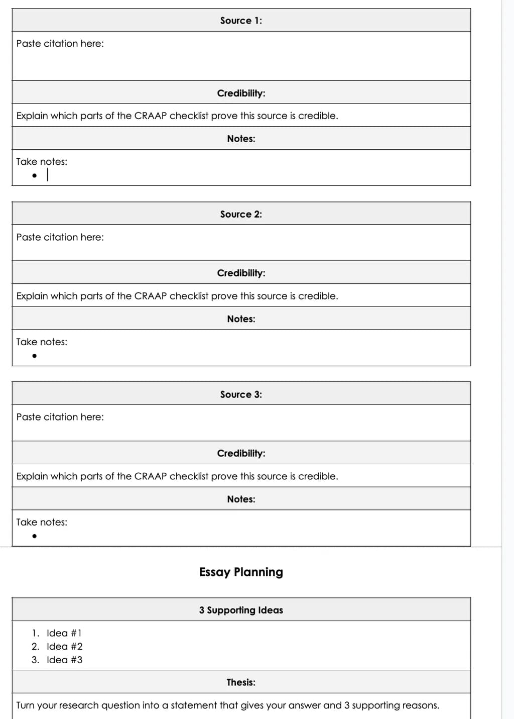 CRAAP Source Evaluation Template