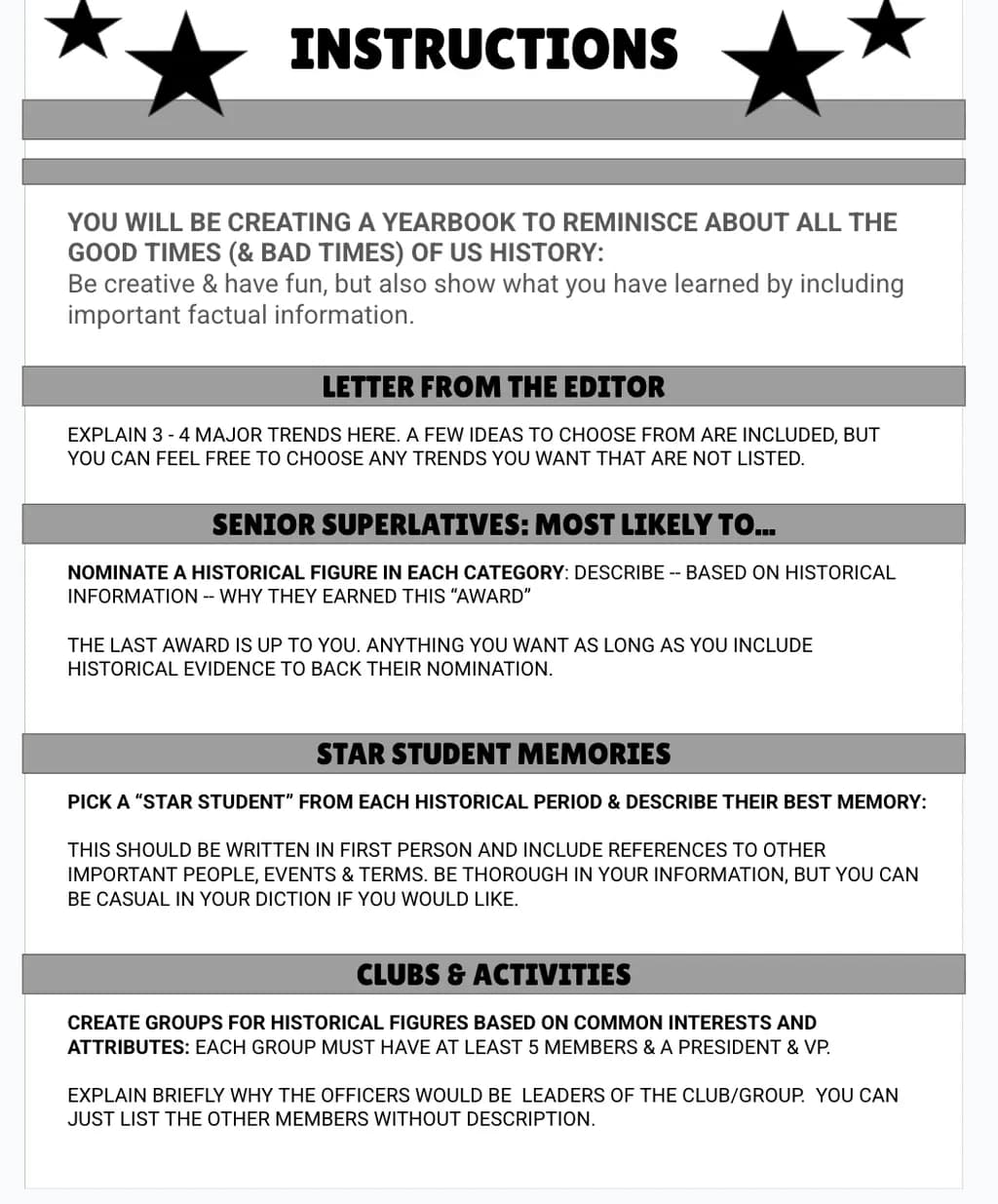 History Yearbook Guide