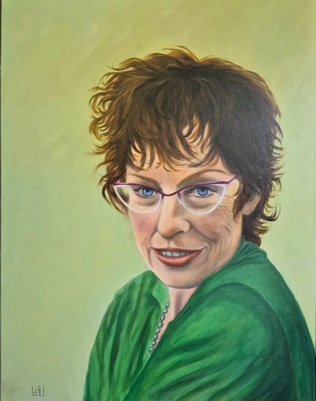 Green Portrait with Glasses