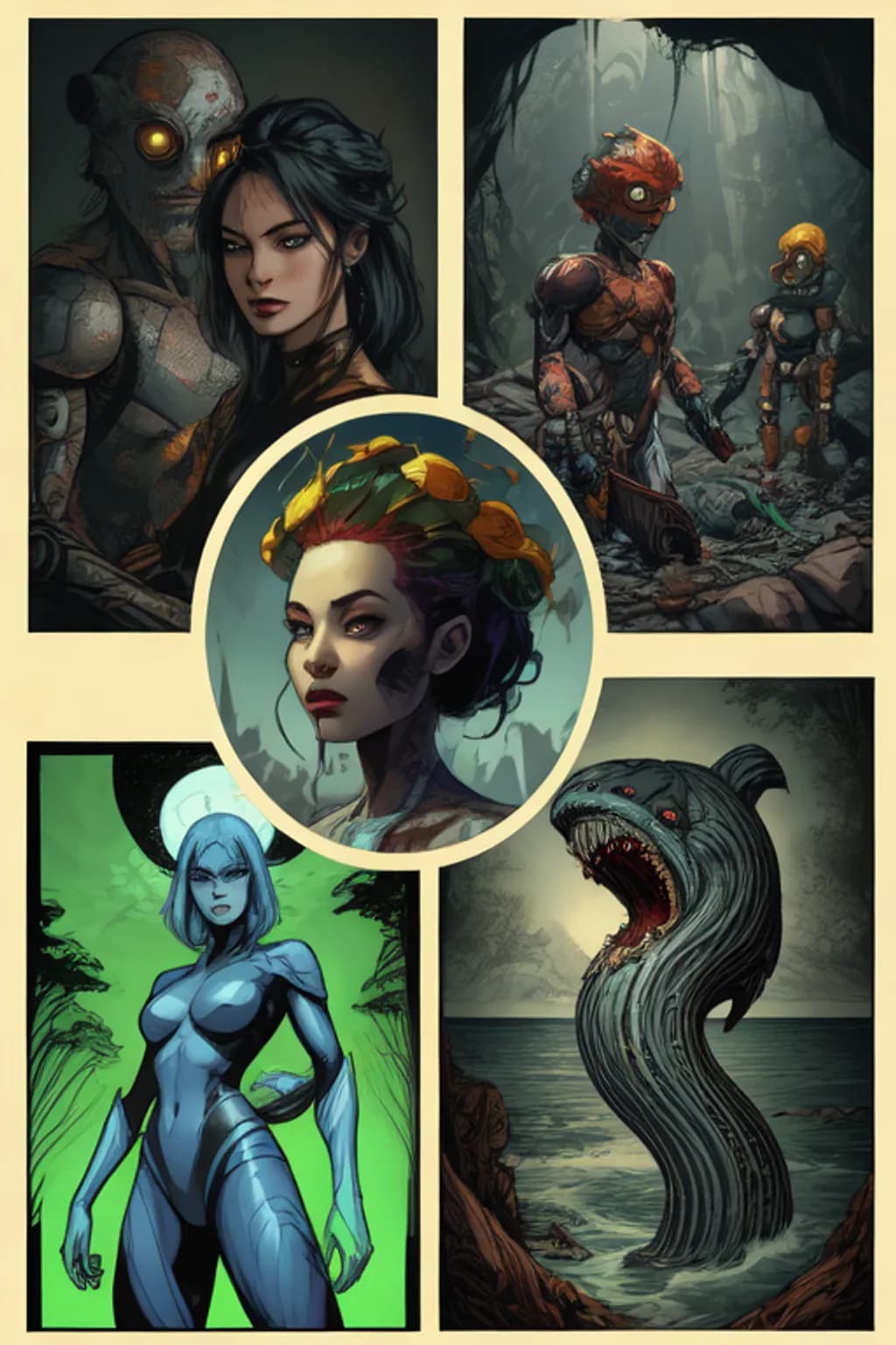 Cybernetic Characters and Sea Monster