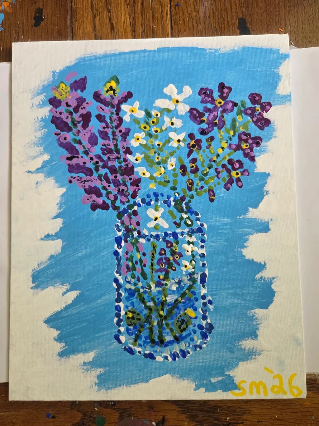 Flower Vase with Blue Background