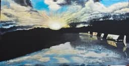 Sunset at Rodley Canal - Acrylic painting by Trevor Whetstone