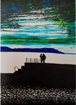 Silhouettes At Dusk Original Pen Drawing by Trevor Whetstone