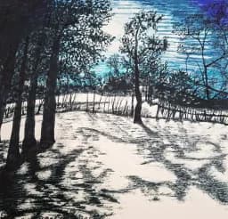 Moonshadow Meadow - Original framed  pen drawing by Trevor Whetstone