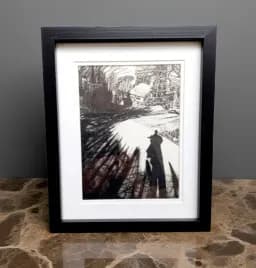 Me And My Shadow - Framed original pen drawing by Trevor Whetstone