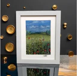 Poppies In A Corn Field - Original framed pastel drawing by Trevor Whetstone