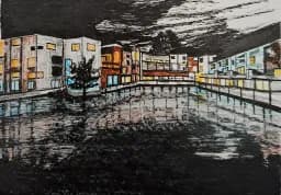 Quiet Waterside Evening - Pen drawing by Trevor Whetstone