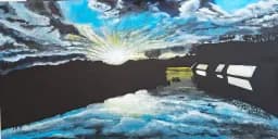 Sunset at Rodley Canal - Acrylic painting by Trevor Whetstone
