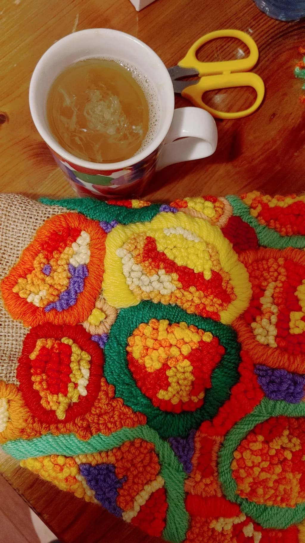 Colorful Hooked Rug Detail