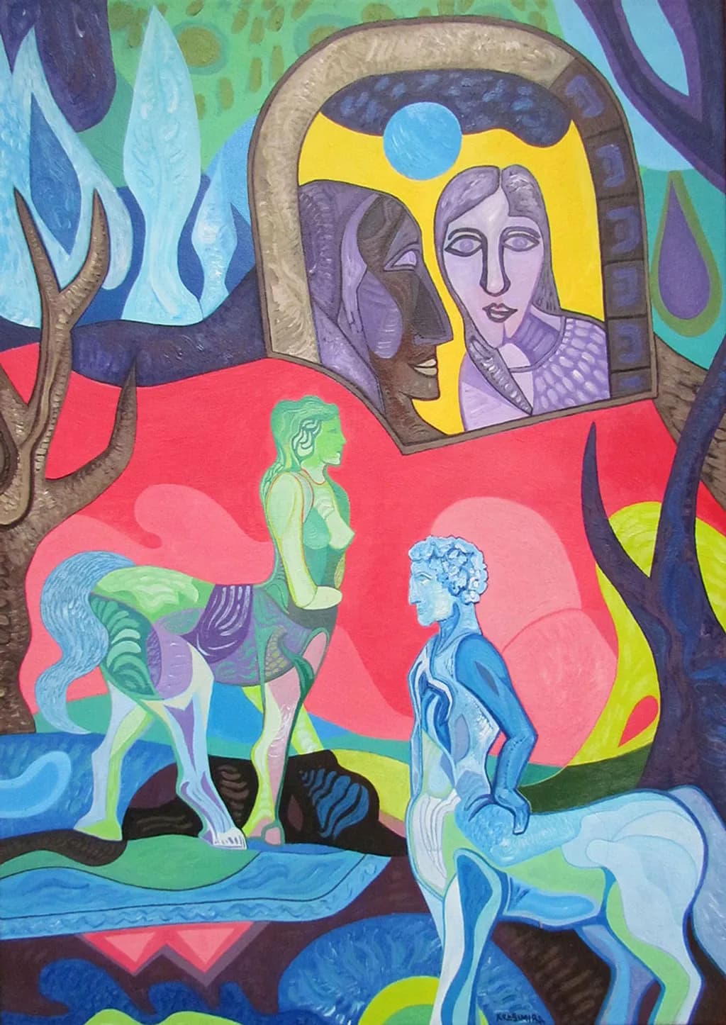 "The centaur forest", acrylic on canvas, 70x50 cm