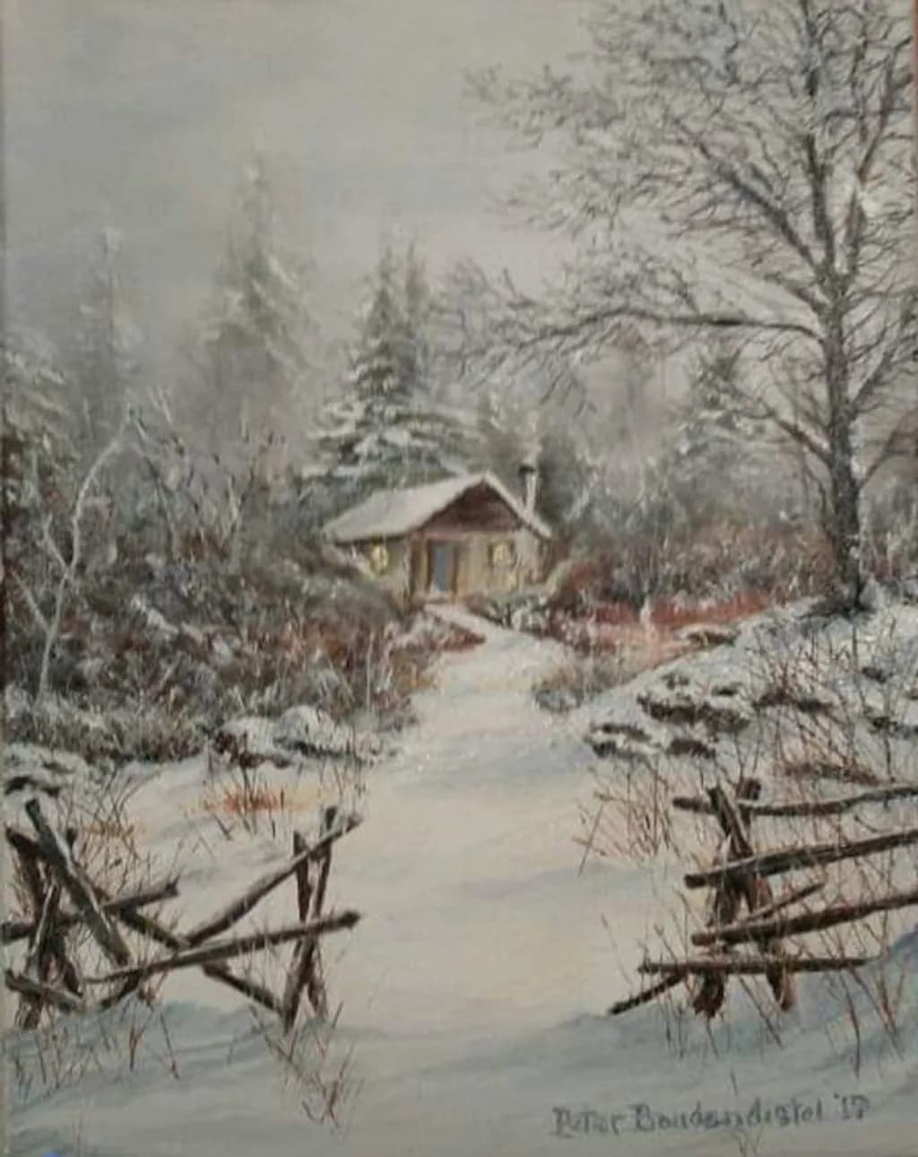 Wintry Cabin Pathway