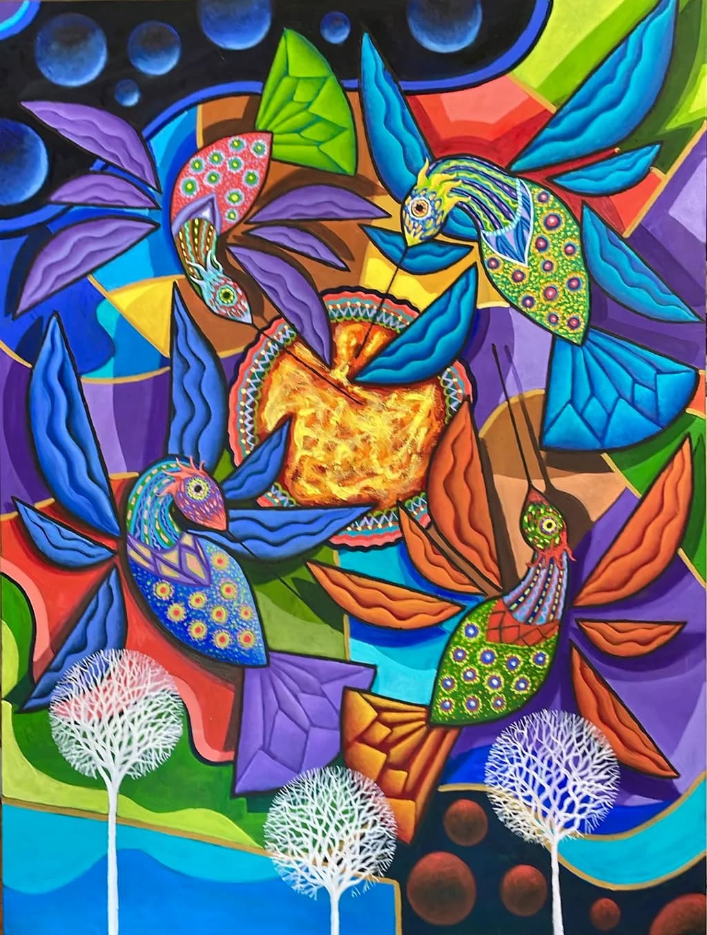 Abstract Birds and Trees